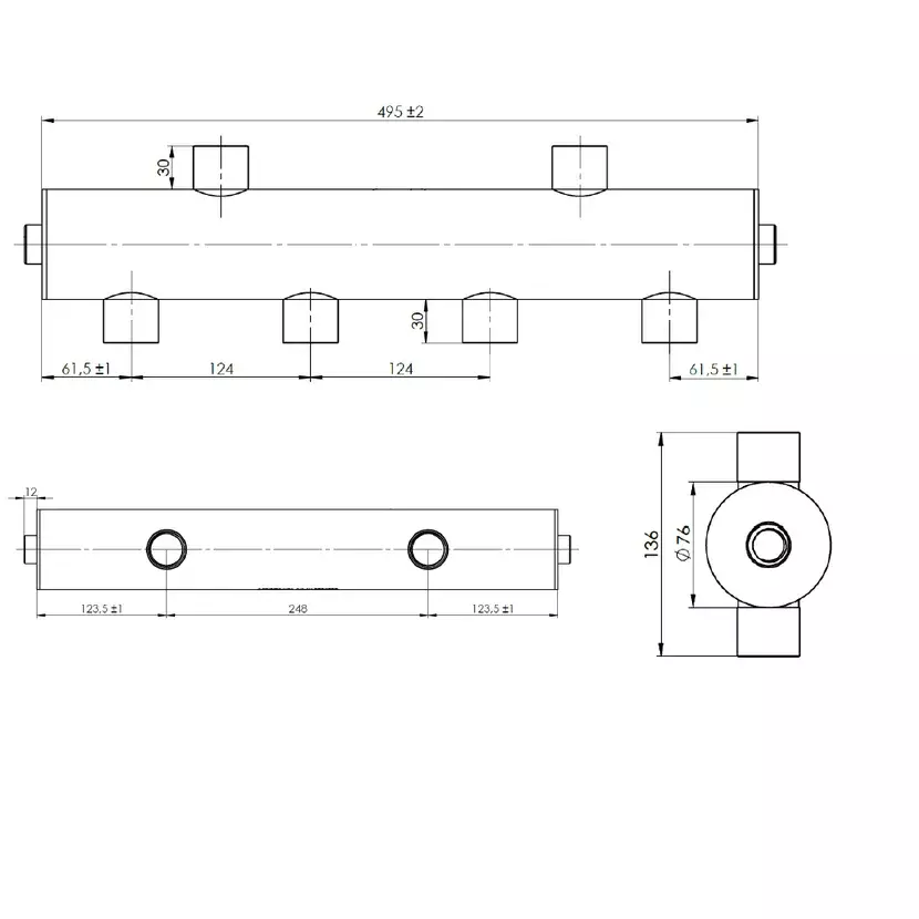 Obrázok Afriso Anuloid termohydraulický rozdeľovač BLH 850 70kW pre tri okruhy (1+2) 9085000 AF 9085010