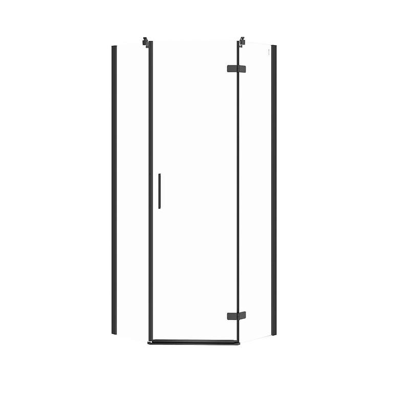 Obrázok CERSANIT - Päťuholný sprchovací kút JOTA 80X80X195, PRAVÝ, priehľadné sklo, čierny S160-011