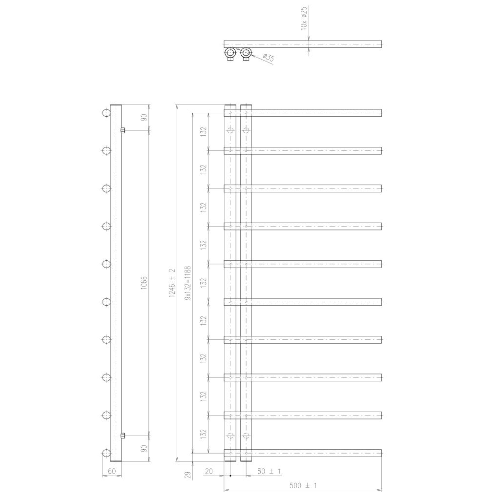 Obrázok SAPHO - JUSTINA vykurovacie teleso 500x1246 mm, biela mat IR546W