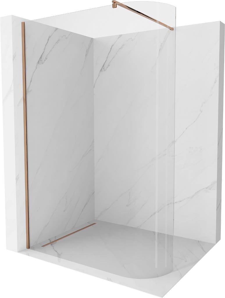 Obrázok MEXEN/S - Kioto Sprchová zástena WALK-IN zaoblená 80 x 200 cm, transparent 8 mm, ružové zlato 800-080-101-60-06