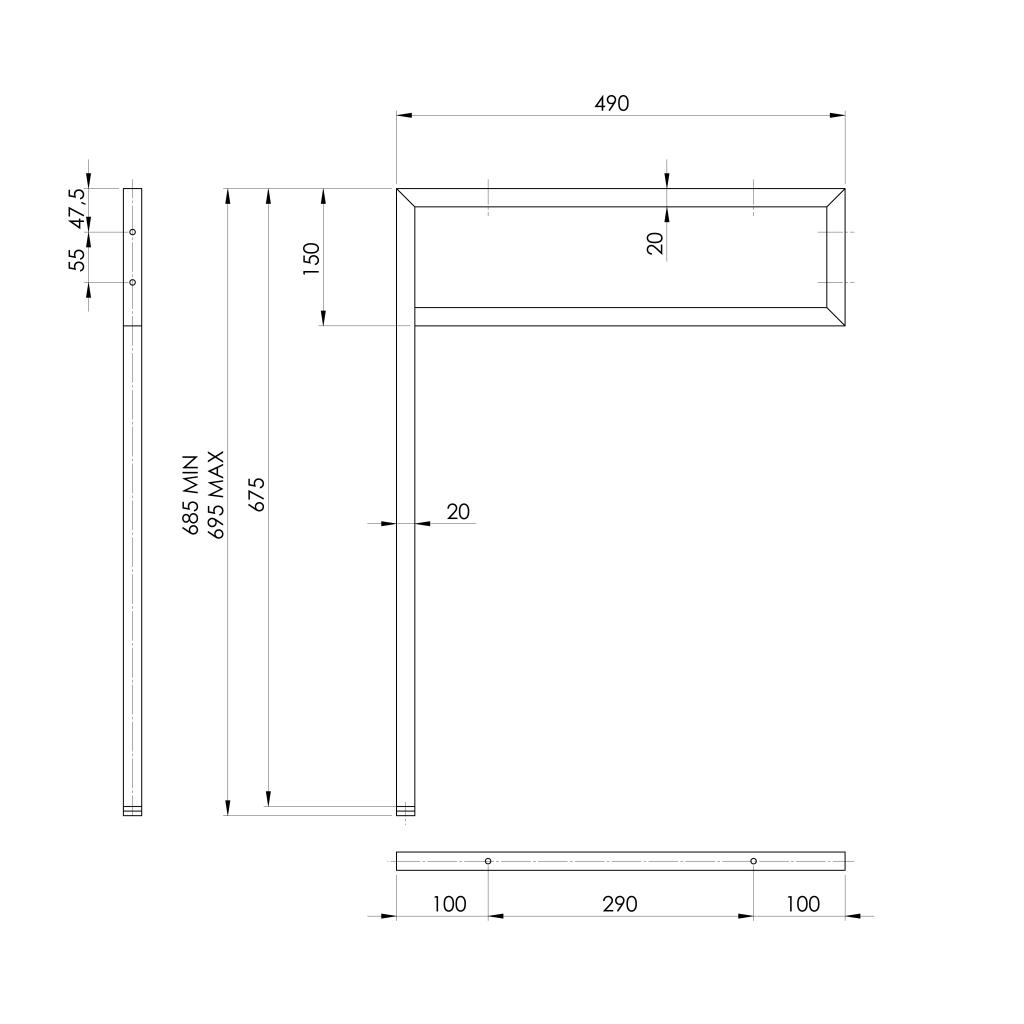 Obrázok SAPHO - Podperná konzola 490x690x20mm, lakovaná oceľ, čierna matná 30362