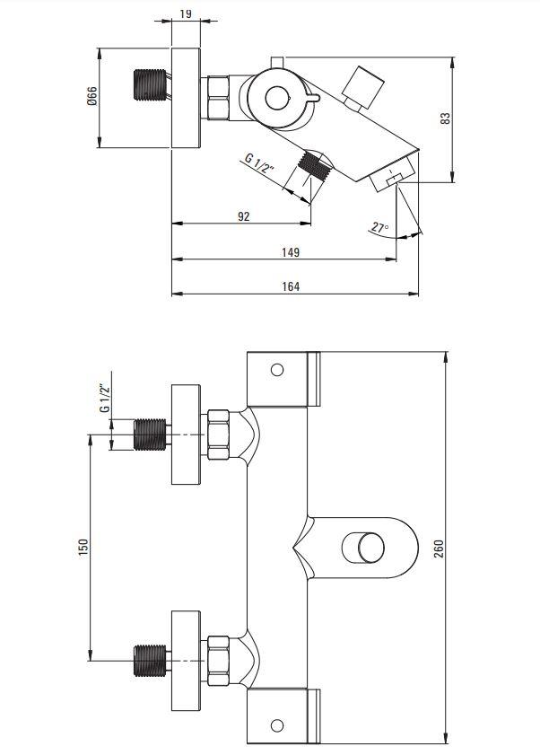 Obrázok DEANTE - Therm chróm - Vaňová batéria, termostatická - guľatá BCB_01BT