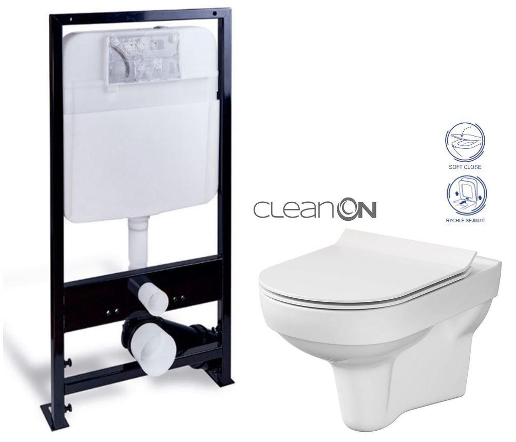 Obrázok PRIM - predstenový inštalačný systém bez tlačidla+ WC CERSANIT CITY NEW CLEANON + WC SEDENIE SLIM PRIM_20/0026 X CI2