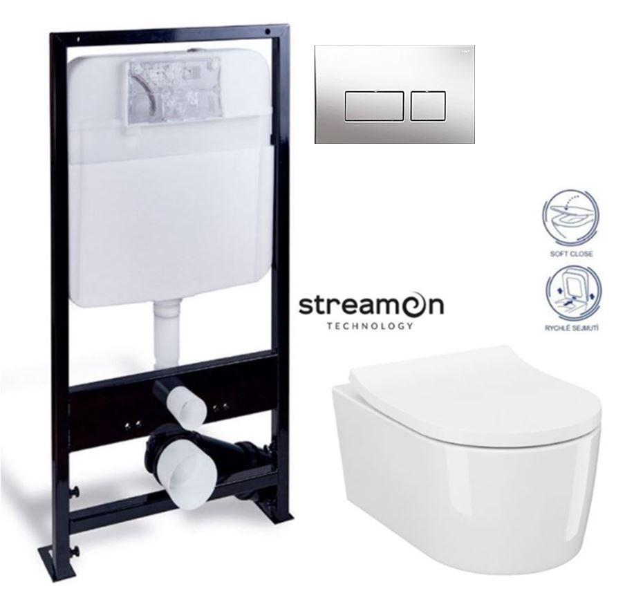 Obrázok PRIM - předstěnový instalační systém s chromovým tlačítkem 20/0041 + WC CERSANIT INVERTO + SEDADLO duraplastu SOFT-CLOSE PRIM_20/0026 41 IN1