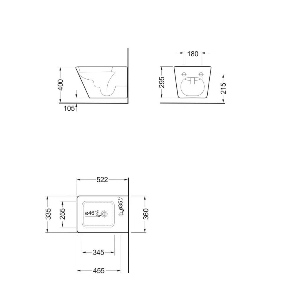 Obrázok Porto PZ4015 bidet závesný, 36x52 cm, biely