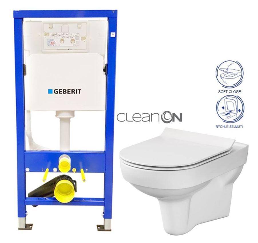 Obrázok GEBERIT DuofixBasic bez tlačidla + WC CERSANIT CITY NEW CLEANON + WC SEDENIE SLIM 458.103.00.1 X CI2