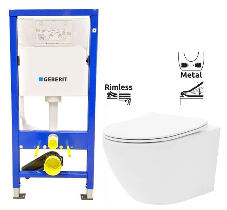 Obrázok GEBERIT DuofixBasic bez tlačidla + WC REA Carlo Flat Mini Rimlesss + SEDADLO 458.103.00.1 X CF1