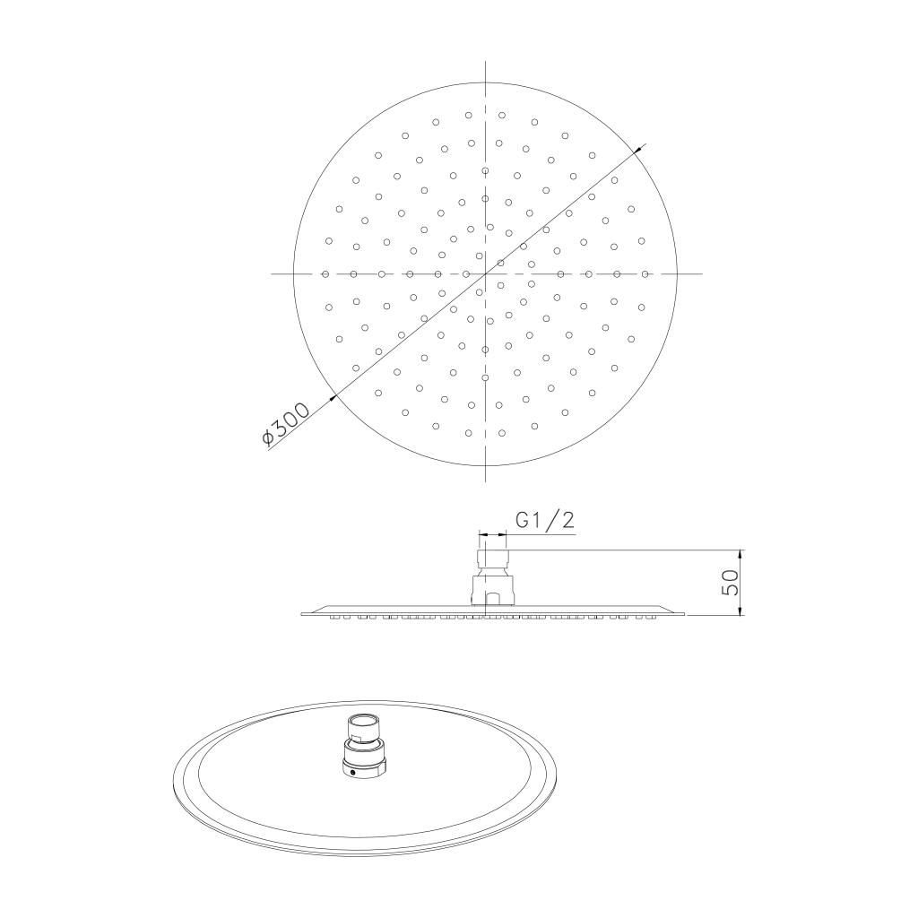 Obrázok Slim MS573GB hlavová sprcha, priemer 300mm, zlatá matná