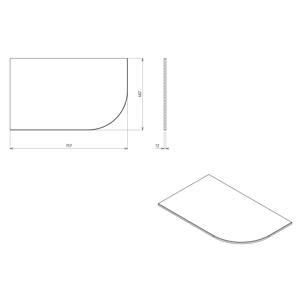 Obrázok SAPHO - PULSE Rockstone doska 755x12x455mm, ľavá, biela mat BM750-0101