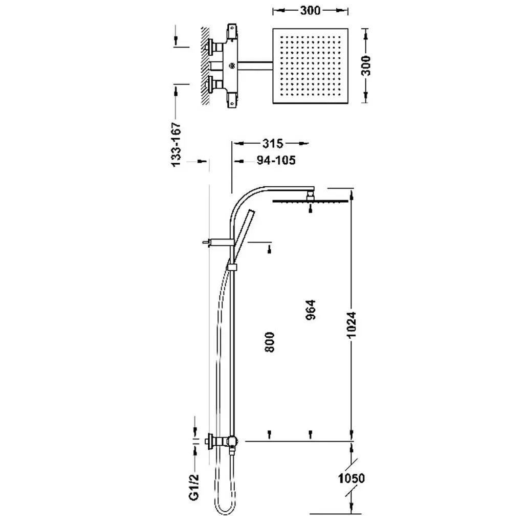 Obrázok TRES PROJECT černý bronz sprchový set nástěnný 19039305KMB TG19039305KMB