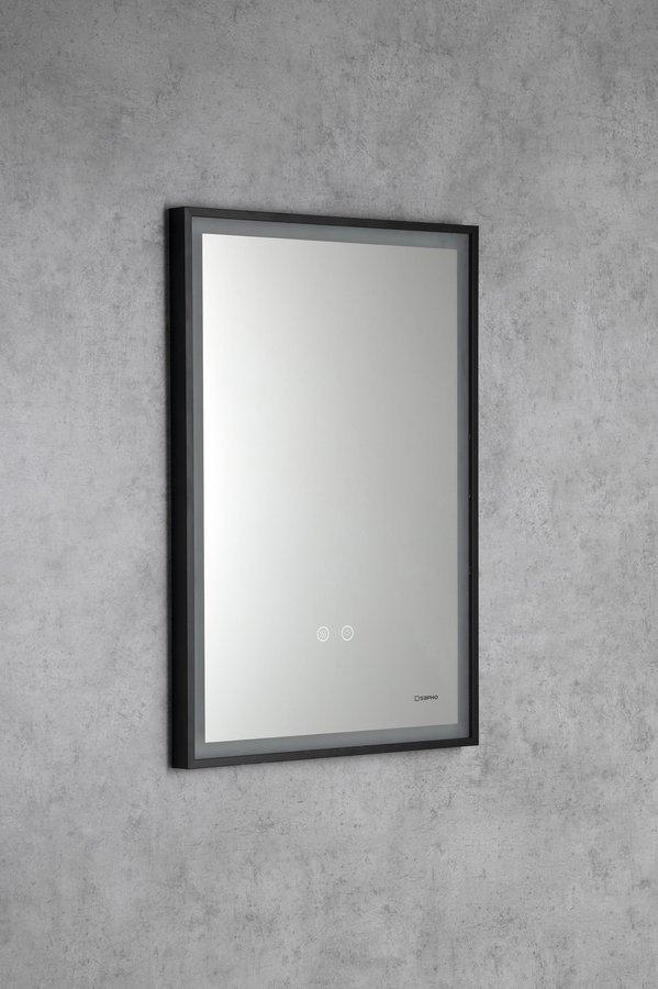 Obrázok SAPHO - SORT zrkadlo s LED osvetlením 47x70cm, senzor, fólia anti-fog, 3000-6500 ° K, čierna mat SJ047