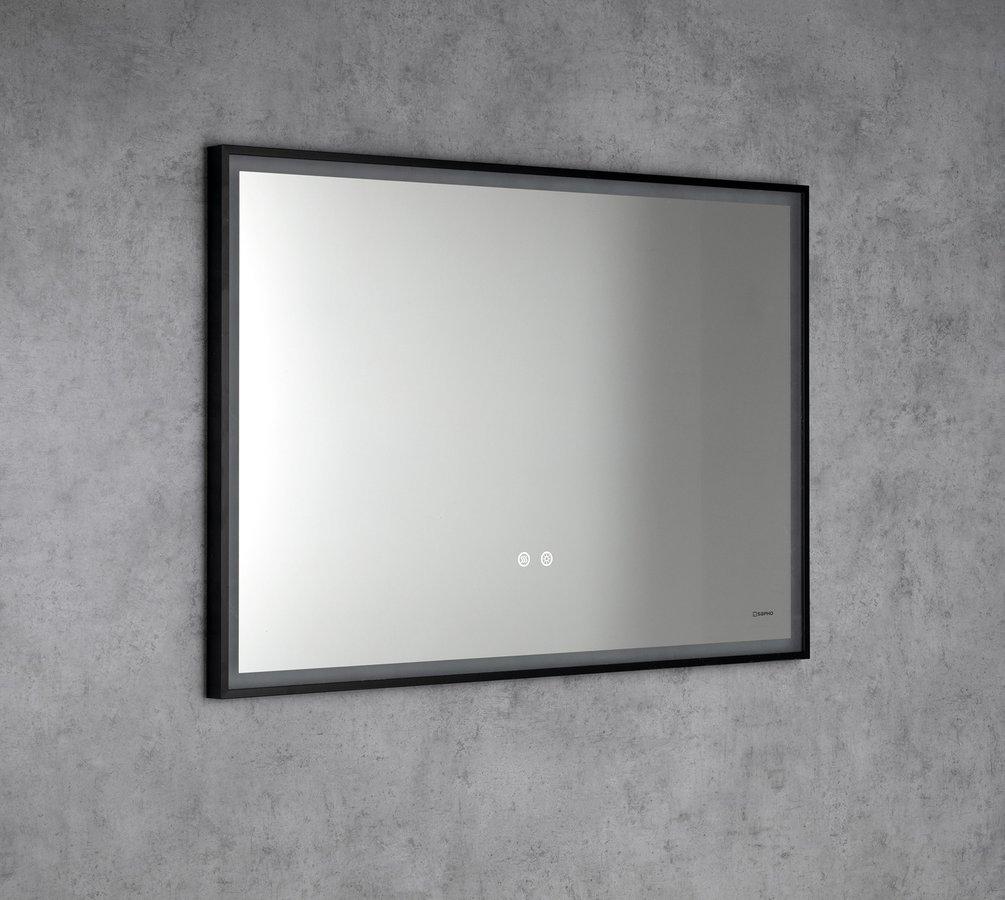 Obrázok SAPHO - SORT zrkadlo s LED osvetlením 100x70cm, senzor, fólia anti-fog, 3000-6500 ° K, čierna mat SJ100