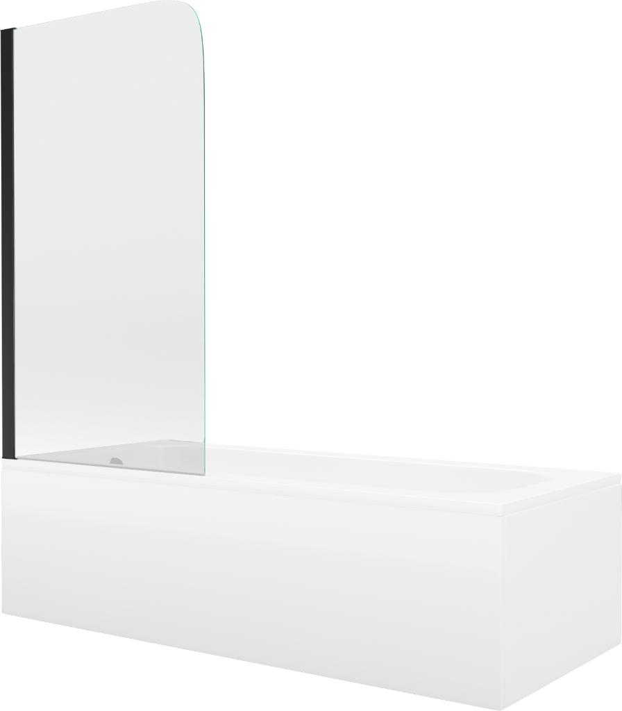 Obrázok MEXEN/S - Vega obdĺžniková vaňa 150 x 70 cm s panelom + zástena 1- krídlo 70 cm, transparent, čierna 550115070X9007017000