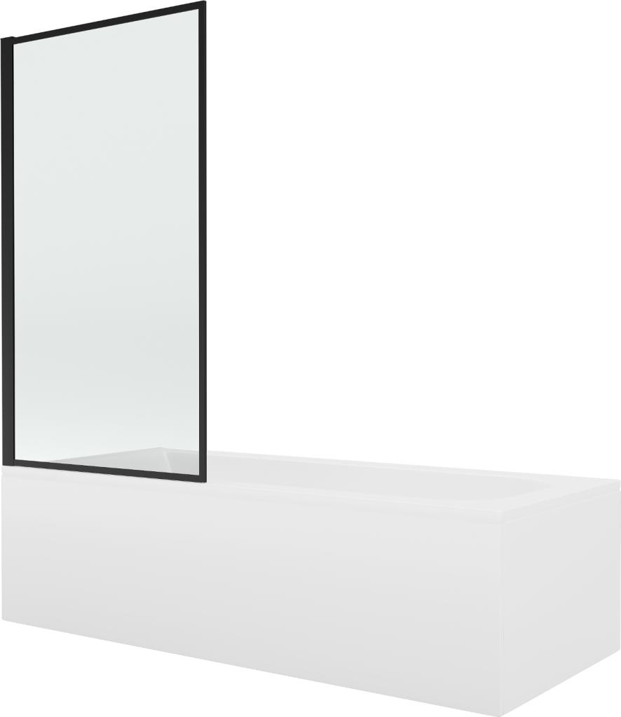 Obrázok MEXEN/S - Vega obdĺžniková vaňa 150 x 70 cm s panelom + zástena 1- krídlo 70 cm, čierna vzor fix 550115070X9307007070