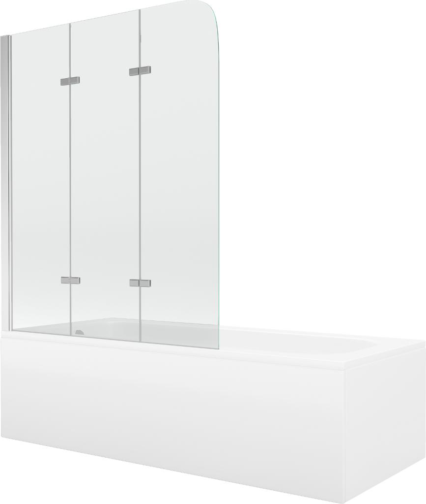 Obrázok MEXEN/S - Vega obdĺžniková vaňa 160 x 70 cm s panelom + zástena 3- krídlo 120 cm, transparent, chróm 550116070X9012030100