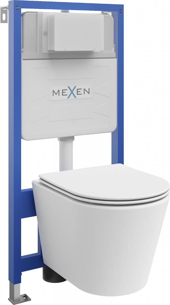 Obrázok MEXEN/S - WC predstenová inštalačná sada Fenix Slim s misou WC Rico + sedátko softclose, biela mat 61030724001