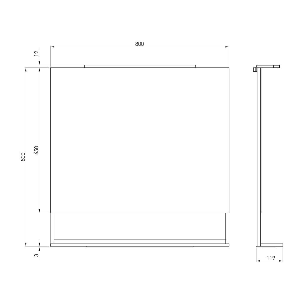 Obrázok SAPHO - ERUPTA zrkadlo s poličkou a LED osvetlením 80x80x12cm, čierna matná ERU335