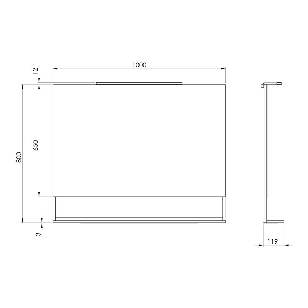 Obrázok SAPHO - ERUPTA zrkadlo s poličkou a LED osvetlením 100x95x12cm, čierna matná ERU340