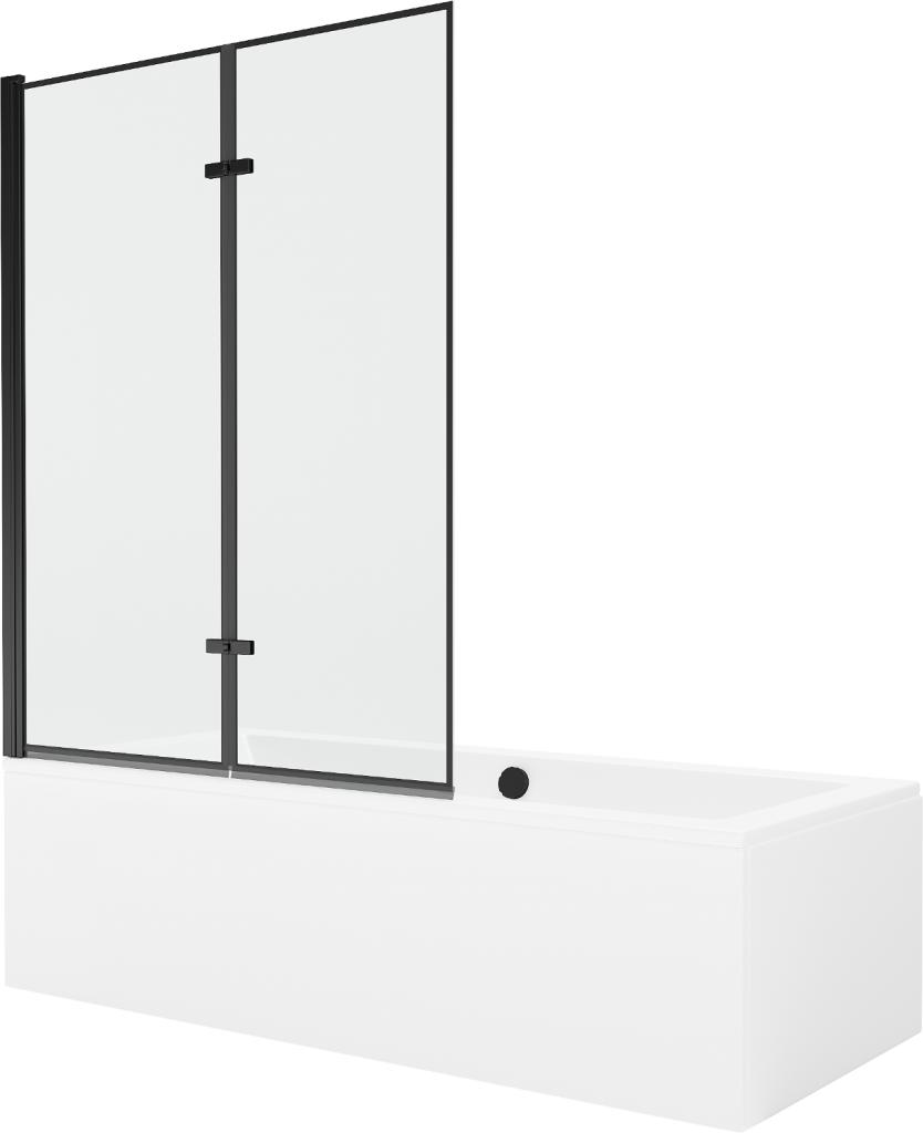 Obrázok MEXEN/S - Cube obdĺžniková vaňa 170 x 80 cm s panelom + vaňová zástena 120 cm, čierna vzor 550517080X9212027070