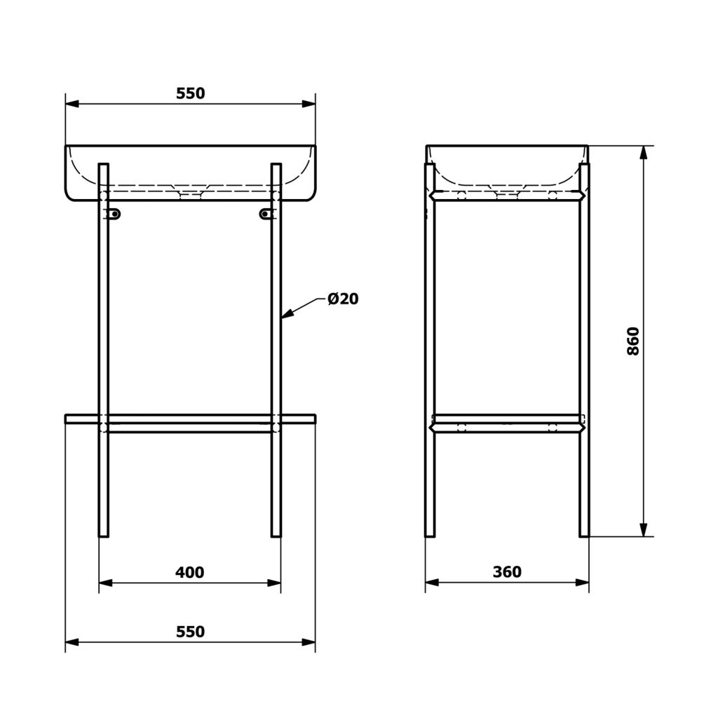 Obrázok SAPHO - PUNO podstavec s umývadlom 550x860x360mm, čierna SKA570-2-01