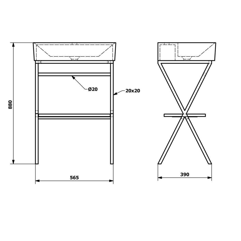 Obrázok SAPHO - FERRO podstavec s umývadlom 600x880x420mm, čierna SKA560-1-01