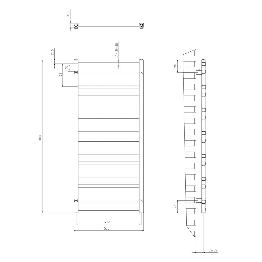 Obrázok Metro Dos IR432TB vykurovacie teleso 500x1100 mm, čierne matné