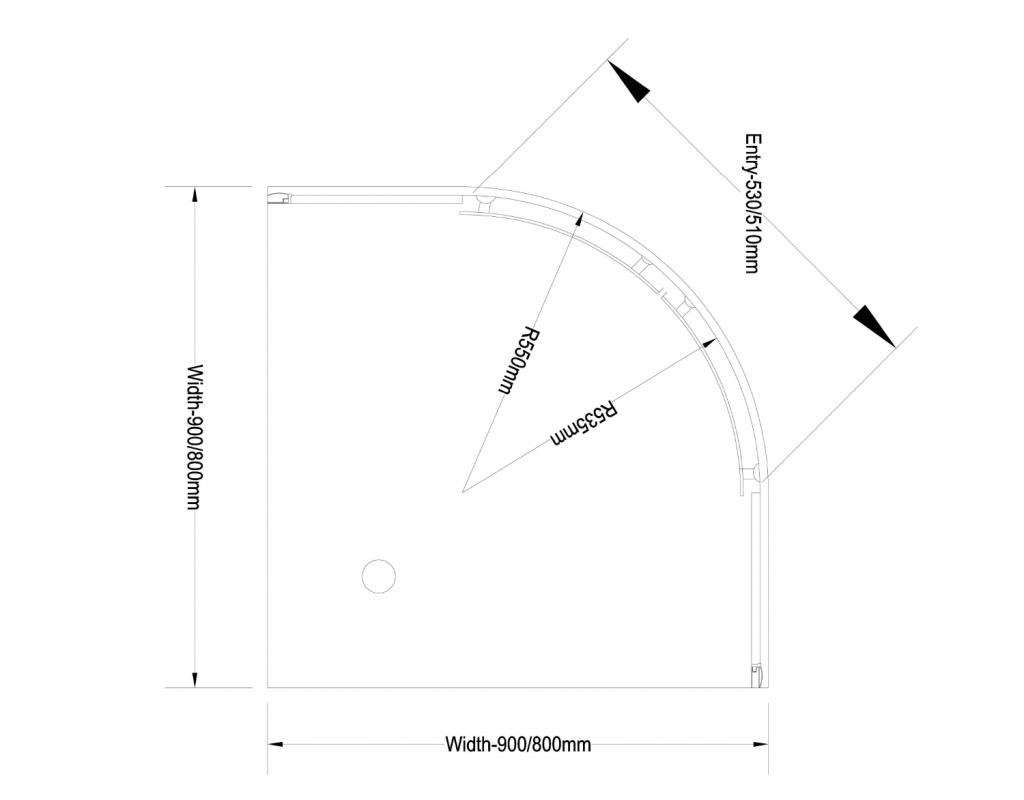 Obrázok AQUALINE - ARLETA štvrťkruhová sprchová zástena 900x900mm, číre sklo HLS900Y