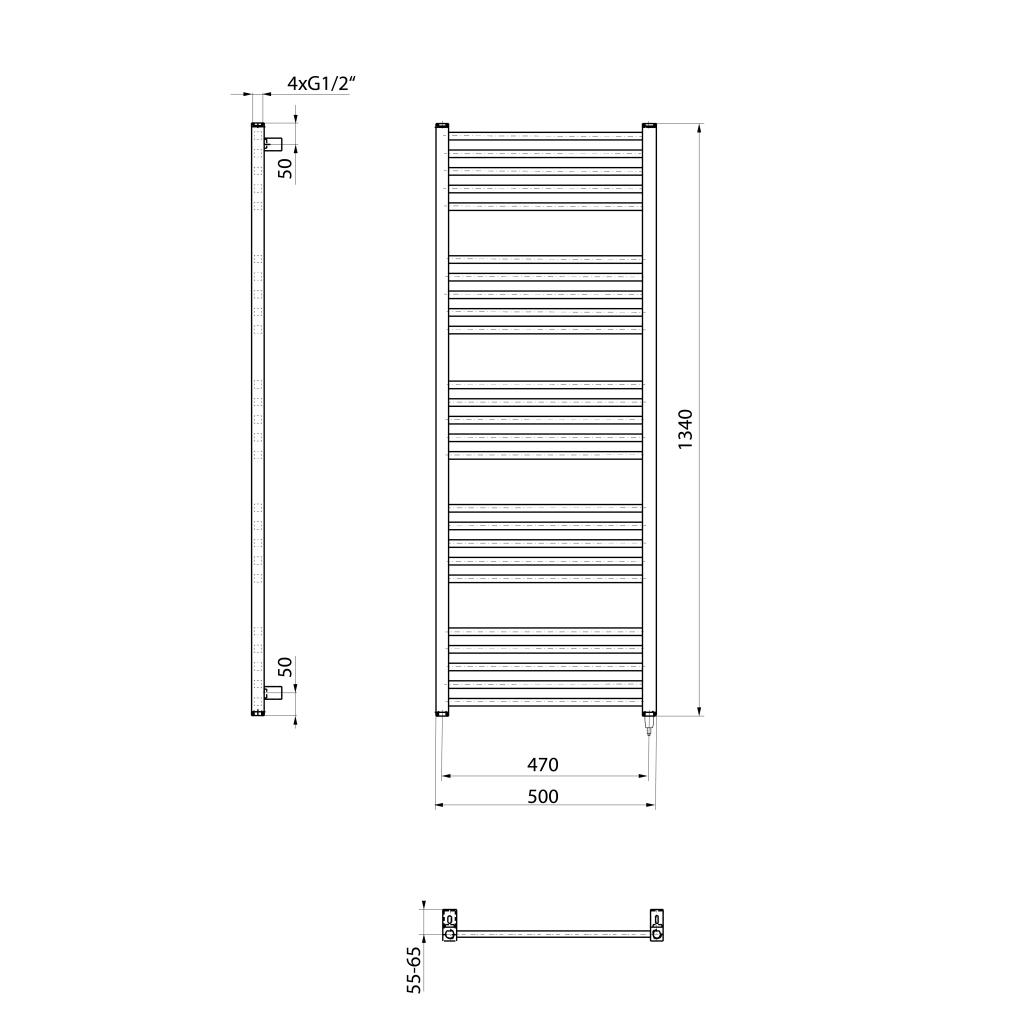 Obrázok SAPHO - METRO-E elektrické vykurovacie teleso, rovné, 500x1340 mm, 500 W, biela ME513