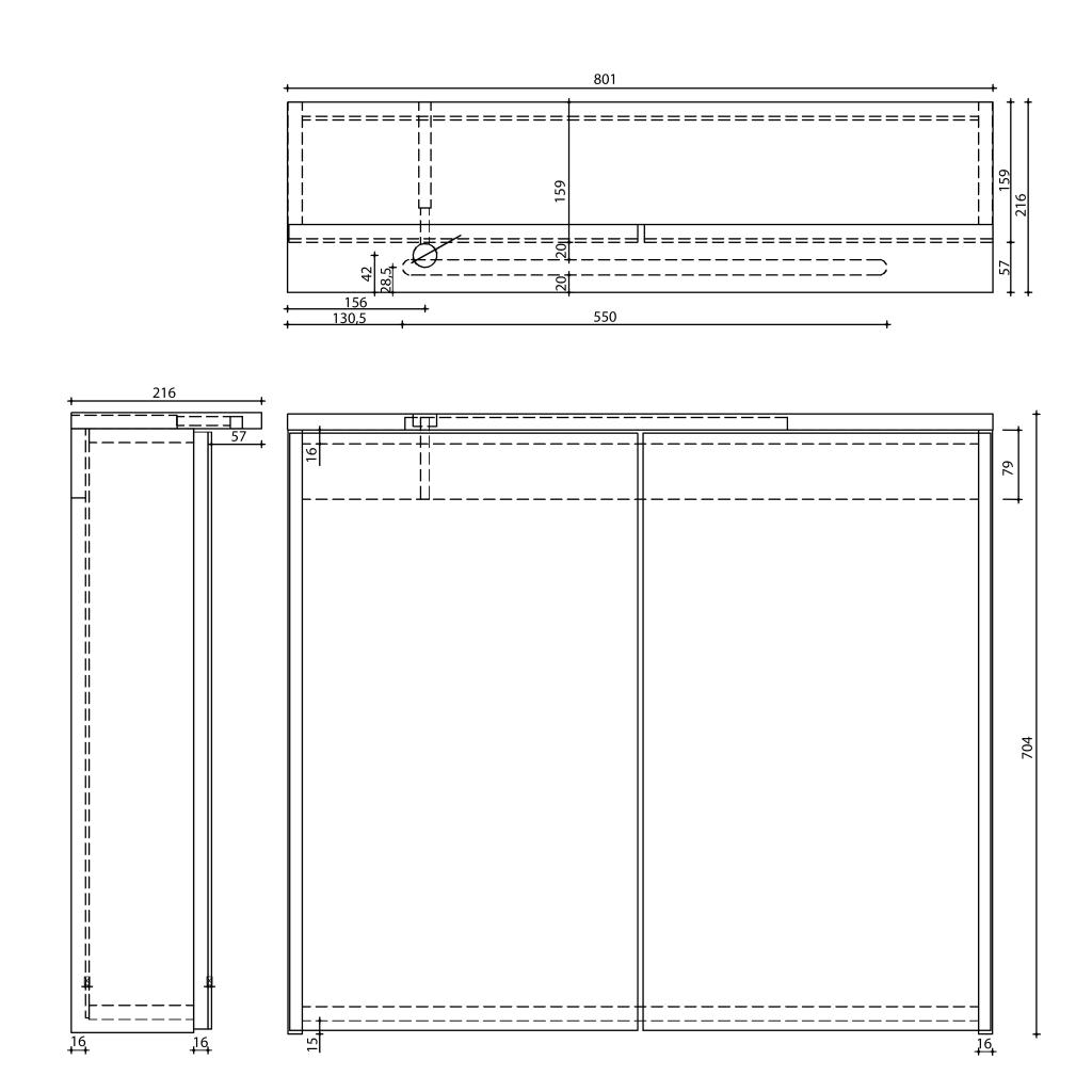 Obrázok AQUALINE - KAWA STRIP Galérka s LED osvetlením 80x70x22cm, biela WGL80S