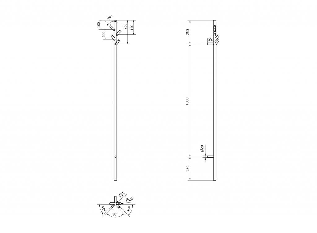 Obrázok SAPHO - PASADOR elektrický sušiak uterákov, guľatý, 150x1500 mm, 30 W, čierny mat ER175BV