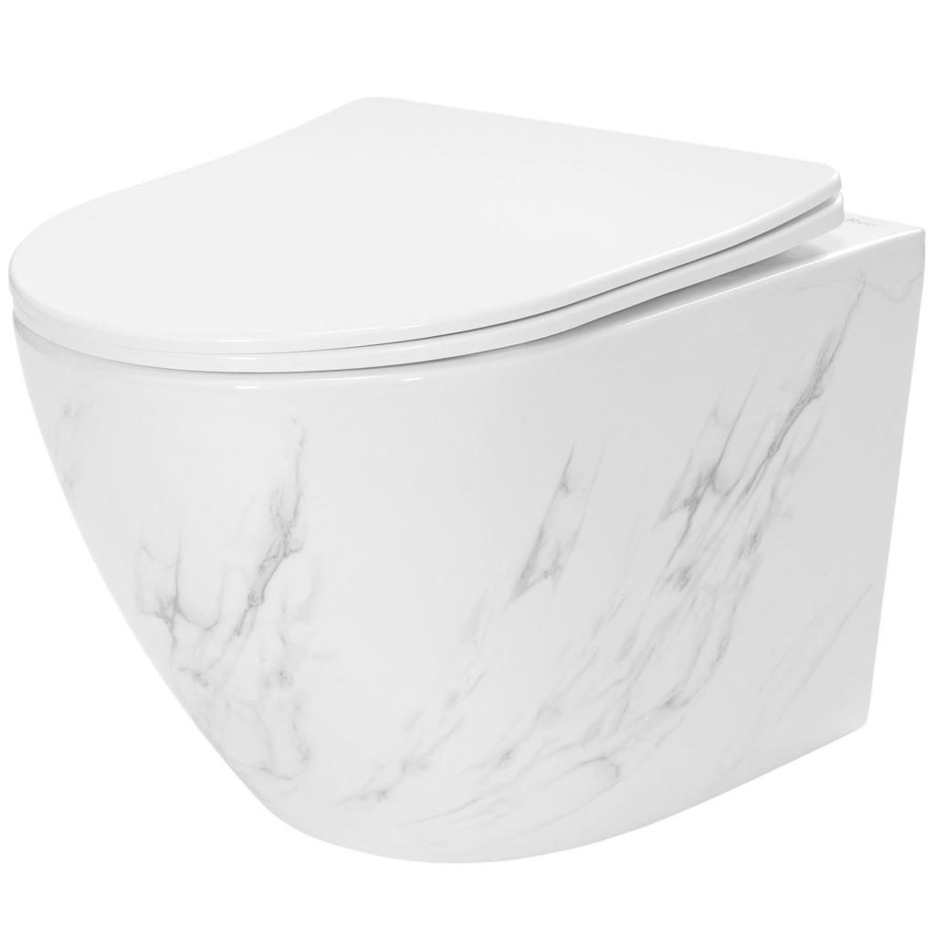 Obrázok REA - Závesná WC misa vrátane sedátka Carlos Nature Marble REA-C6606