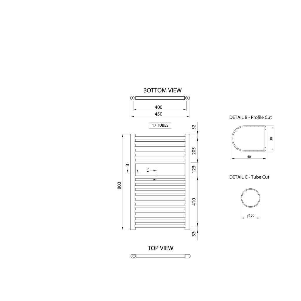 Obrázok AQUALINE - ALYA vykurovacie teleso rovné 450x803mm, chróm LLR101