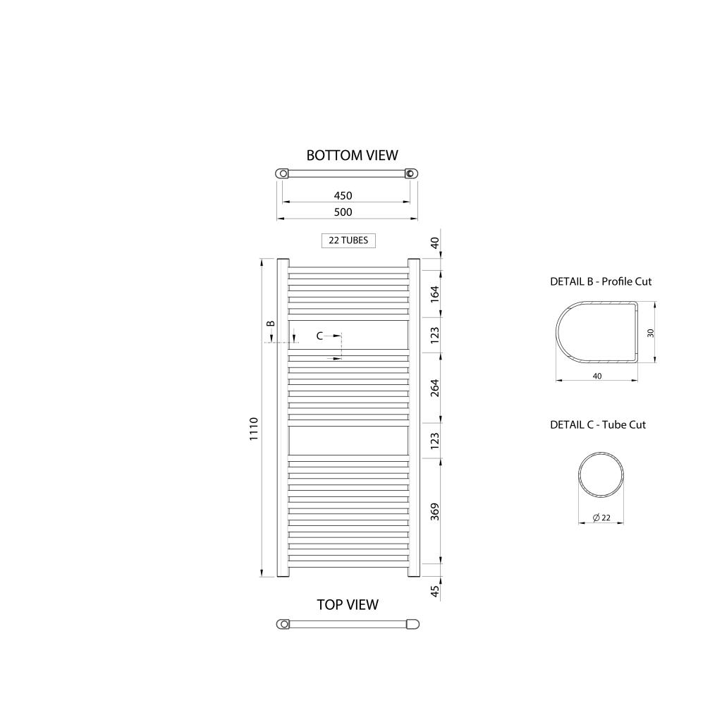 Obrázok AQUALINE - ALYA vykurovacie teleso rovné 500x1110mm, chróm LLR102