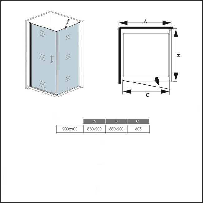 H K - Štvorcový sprchovací kút MELODY A1 90 cm s jednokrídlovými dverami vrátane sprchovej vaničky z liateho mramoru SE-MELODYA190 / SE-ROCKY-90sq