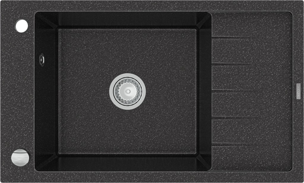 MEXEN MEXEN - Elias granitový drez 1 misa drez s odkvapkávacia krátky Board 795x480 mm, čierna mottled 6511791005-76
