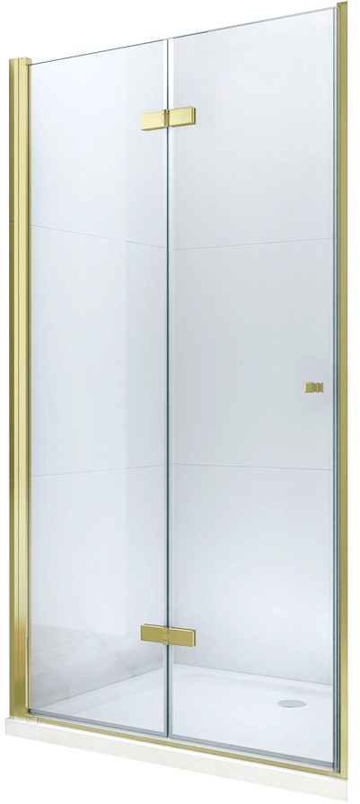 MEXEN - Lima skladacie sprchové dvere 100, číre sklo, zlatý sa stenovým profilom 856-100-000-50-00