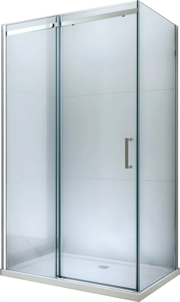 MEXEN/S - Omega sprchovací kút posuvný 110x80, sklo transparent, chrom + vanička 825-110-080-01-00-4010