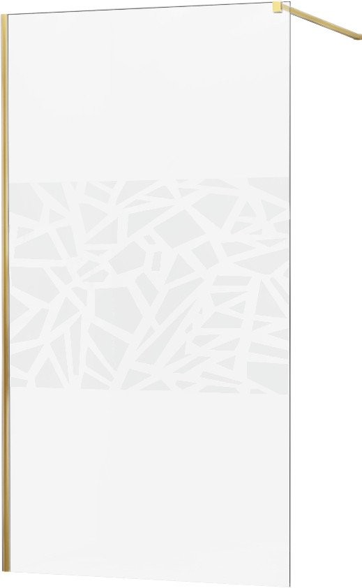 MEXEN/S - KIOTO Sprchová zástena WALK-IN 70x200 cm 8 mm, zlatá, biely vzor 800-070-101-50-85