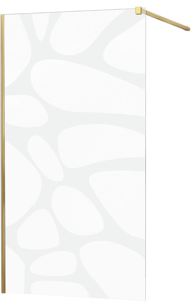 MEXEN/S - KIOTO Sprchová zástena WALK-IN 90x200 cm 8 mm, zlatá, biely vzor 800-090-101-50-97