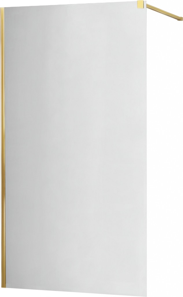 MEXEN/S - KIOTO Sprchová zástena WALK-IN 100x200 cm 8 mm, zlatá, zrkadlové sklo 800-100-101-50-50