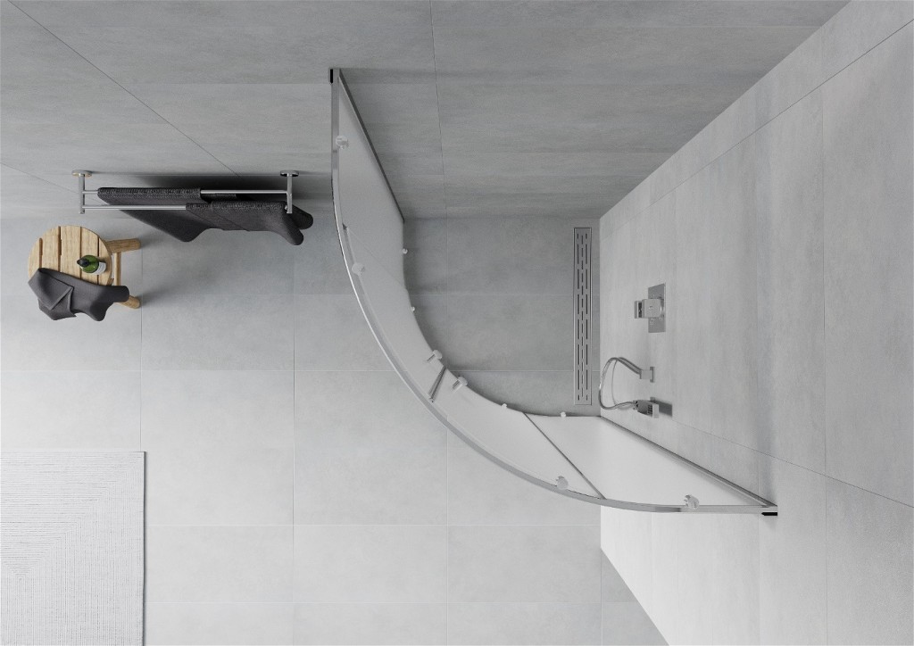 MEXEN - Rio štvrťkruhový sprchovací kút 70x70, mrazené sklo, chróm 863-070-070-01-30