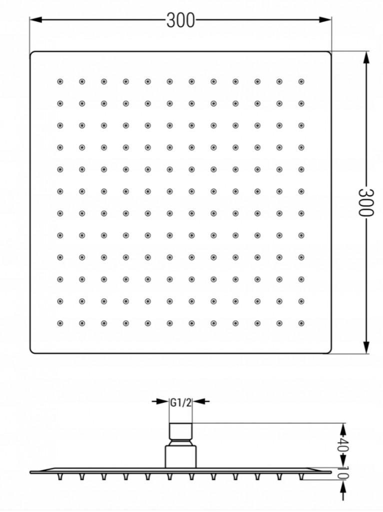 MEXEN/S - Cube DR02 podomietkový vaňový SET s vytokovou hubicou + slim sprcha 30 cm, čierny 77503DR0230-70
