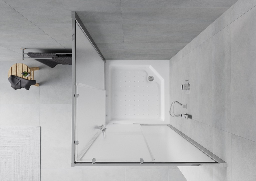 MEXEN/S - Rio štvorcový sprchovací kút 90 x 90, mráz, chróm + vanička so sifónom Rio, biela 860-090-090-01-30-4510