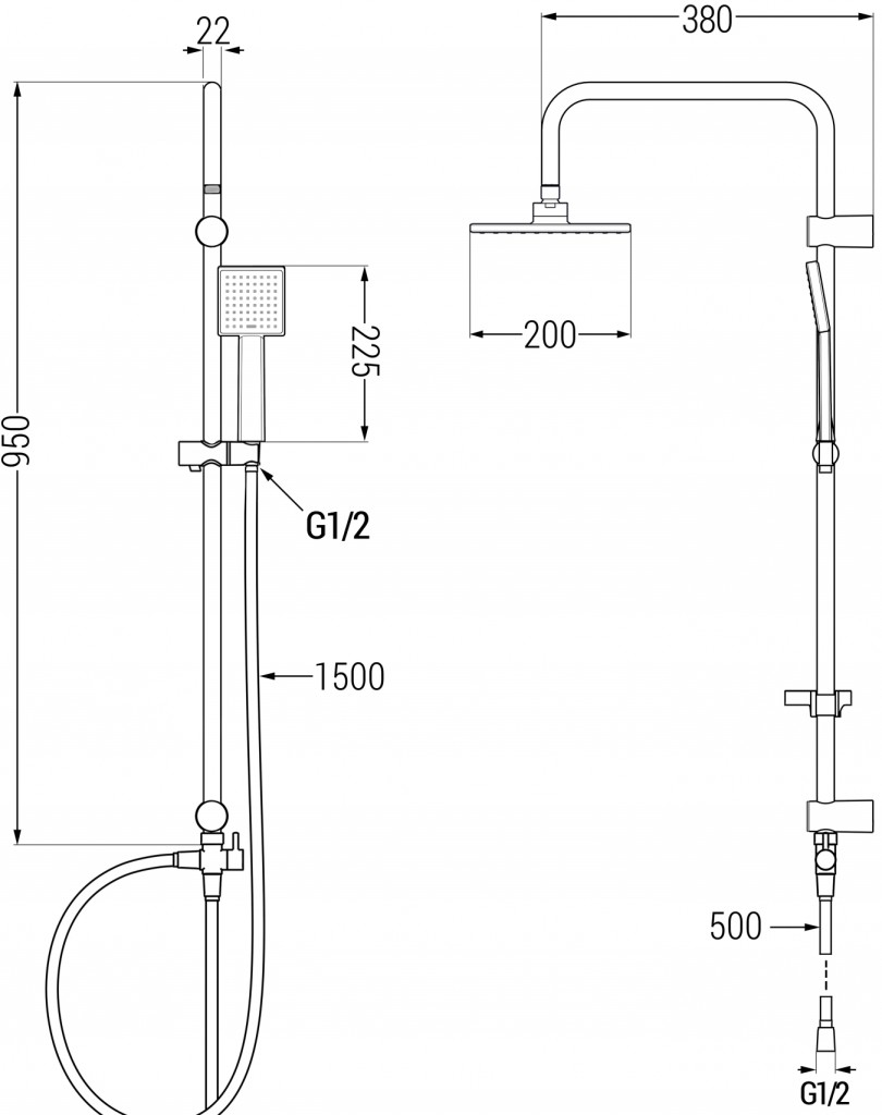 MEXEN/S - Tord sprchový stĺp vrátane sprchovej termostatickej batérie Kai, chróm 77100200-00