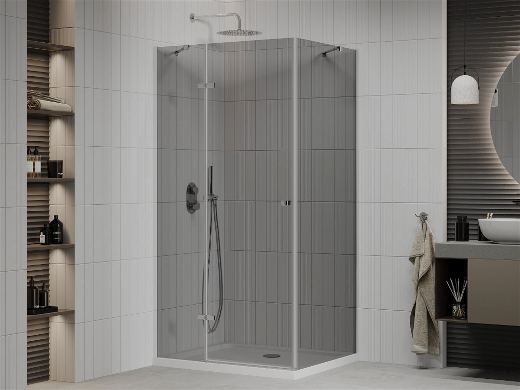 MEXEN/S - Roma sprchovací kút 70x90, grafit, chróm + biela vanička so sifónom 854-070-090-01-40-4010
