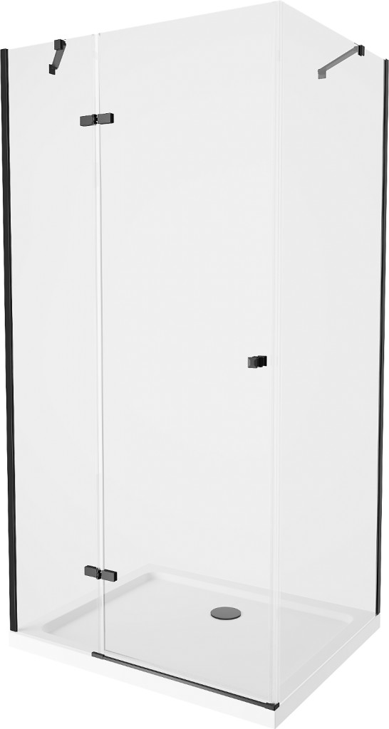 MEXEN/S - Roma sprchovací kút 70x120, transparent, čierna + biela vanička so sifónom 854-070-120-70-00-4010B