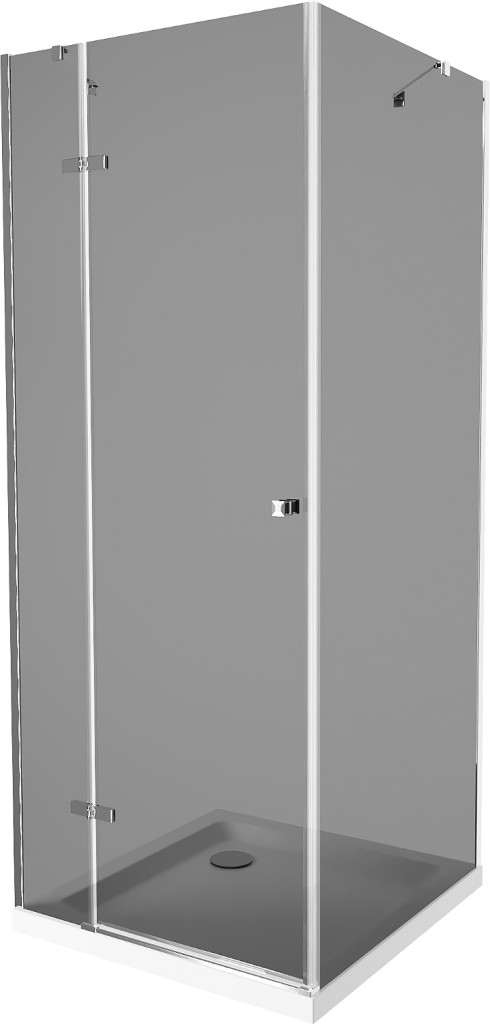 MEXEN/S - Roma sprchovací kút 80x80, grafit, chróm + biela vanička so sifónom 854-080-080-01-40-4010