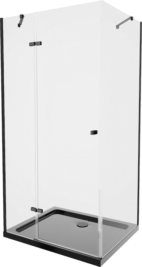 MEXEN/S - Roma sprchovací kút 80x120, transparent, čierna + čierna vanička so sifónom 854-080-120-70-00-4070B