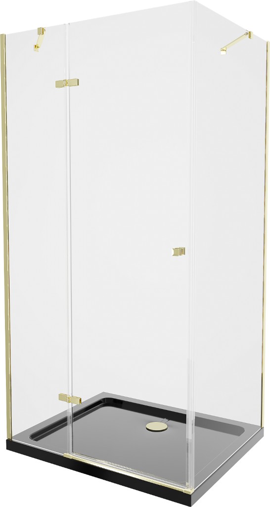MEXEN/S - Roma sprchovací kút 100x90, transparent, zlatá + čierna vanička so sifónom 854-100-090-50-00-4070G