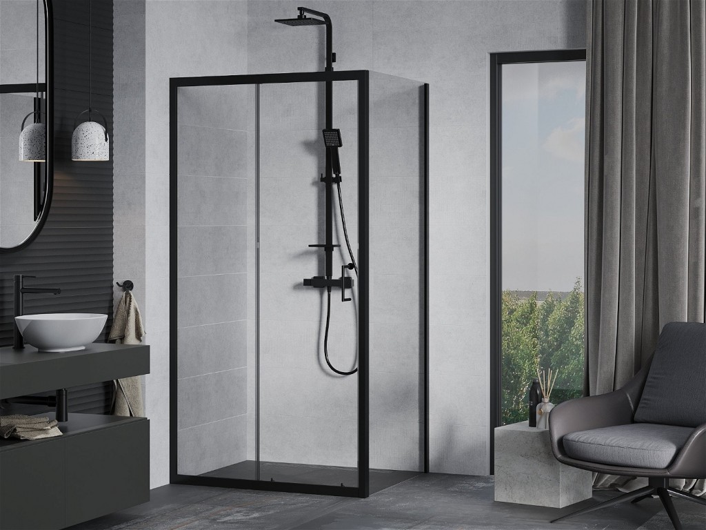 MEXEN/S - APIA sprchovací kút 130x70, transparent, čierna 840-130-070-70-00
